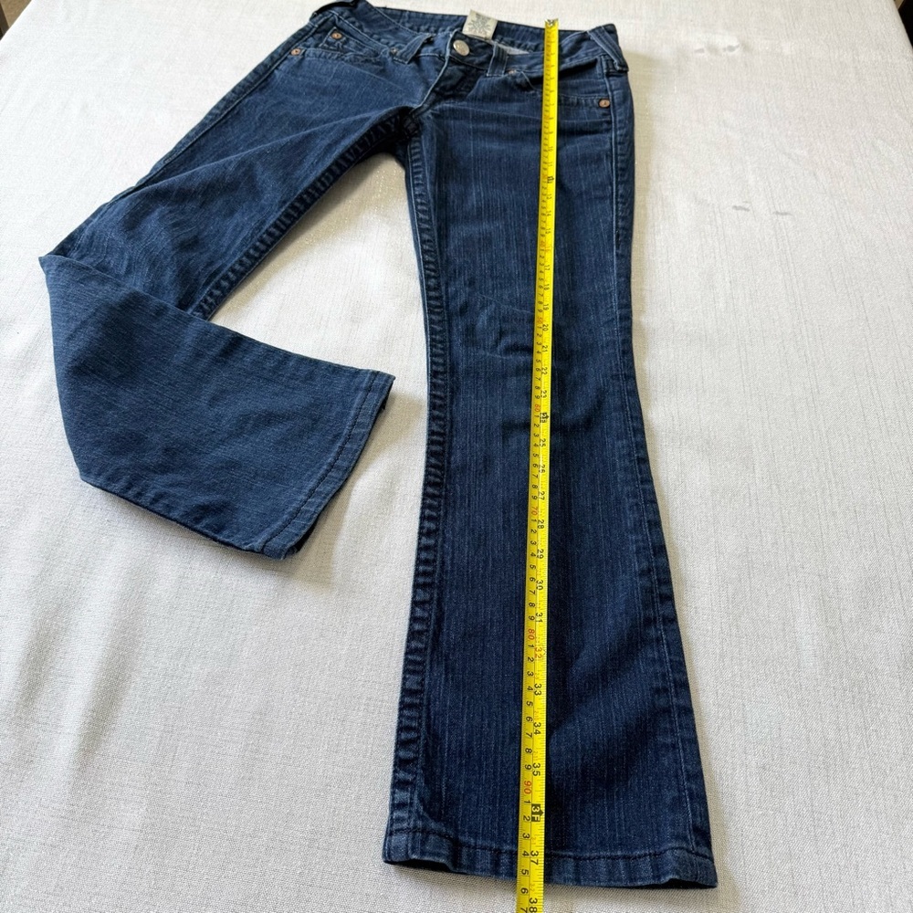 True Religion Becky Women's Dark Denim Navy Stitch BootCut Low Rise Size 27 - Picture 9 of 9
